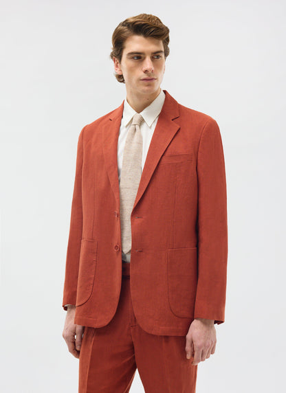 Men's Linen Blazer - Suit Jacket - Rust Red | Percival