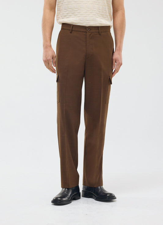 Trentino Tailored Patch Pocket Trouser - Brown | Percival