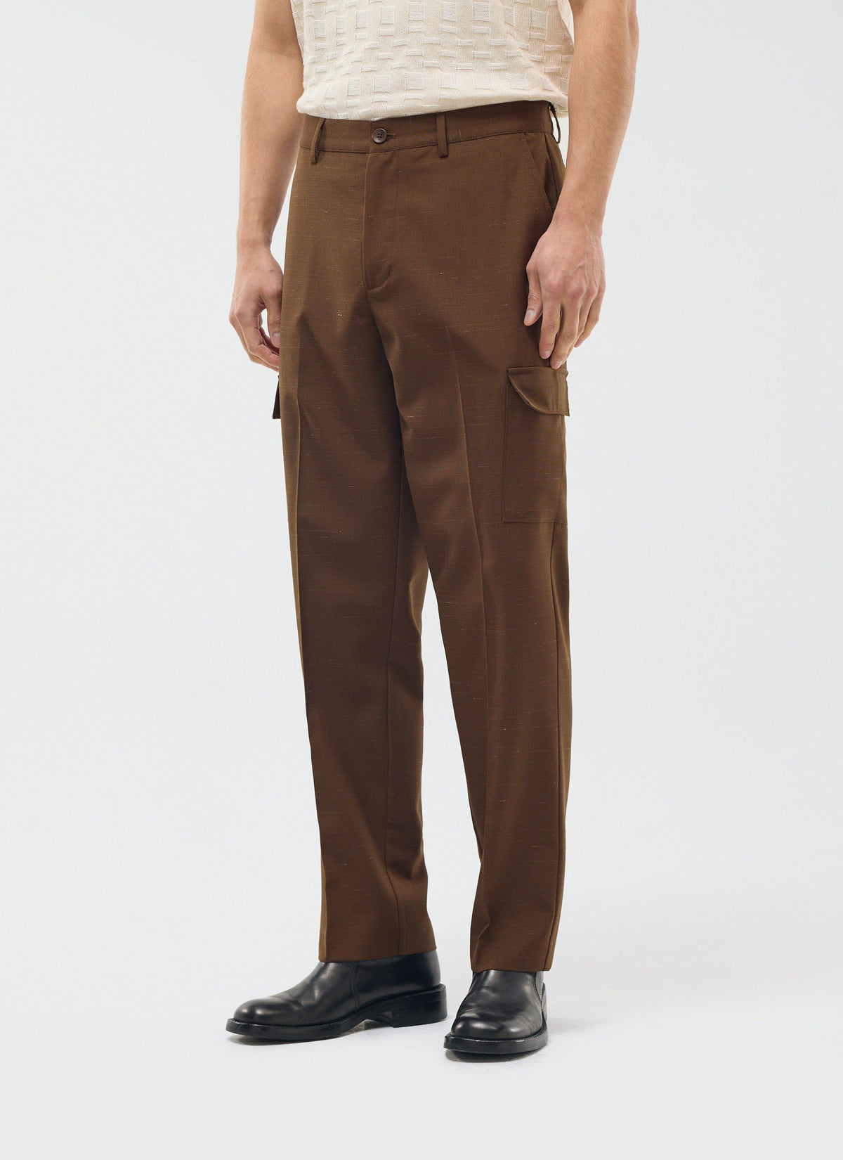 Trentino Tailored Patch Pocket Trouser - Brown | Percival
