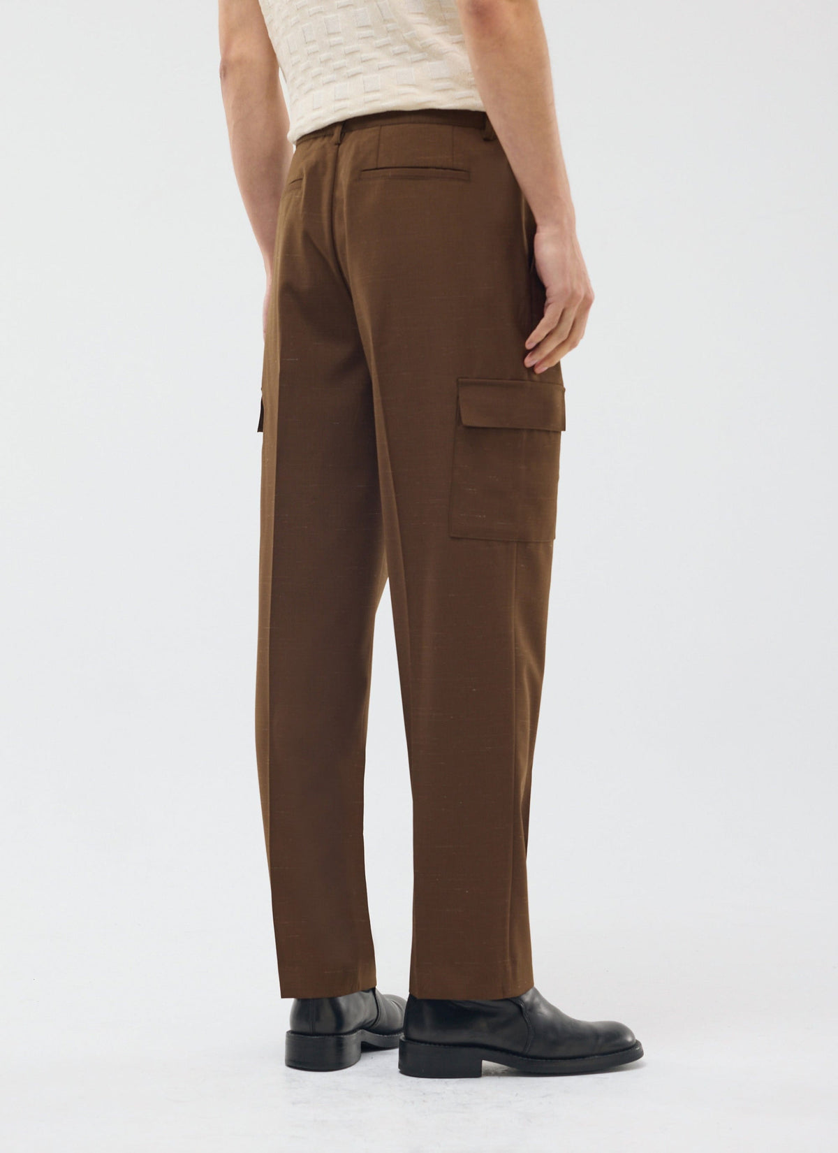 Trentino Tailored Patch Pocket Trouser - Brown | Percival