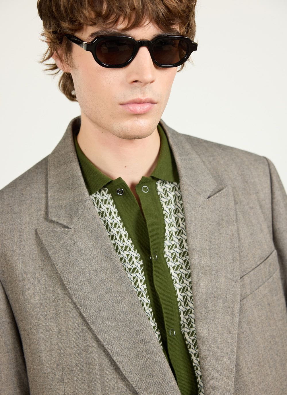 Men's Double Breasted Blazer - Tailored - Herringbone - Grey | Percival