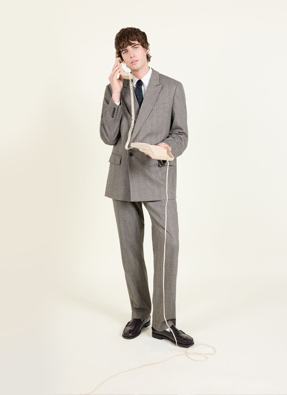 Men's Double Breasted Blazer - Tailored - Herringbone - Grey | Percival