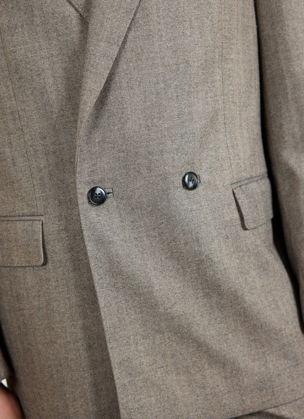 Men's Double Breasted Blazer - Tailored - Herringbone - Grey | Percival