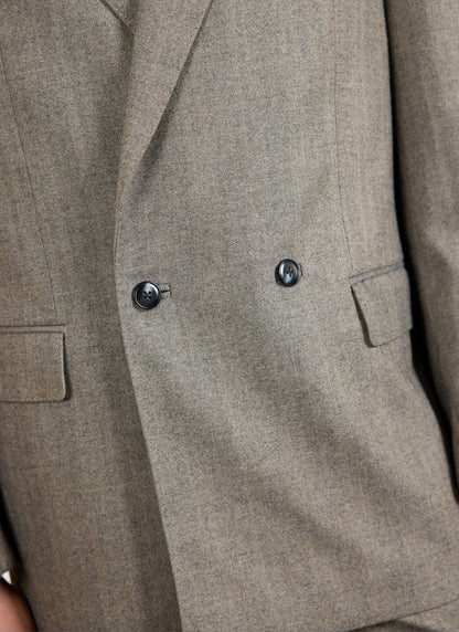 Men's Double Breasted Blazer - Tailored - Herringbone - Grey | Percival