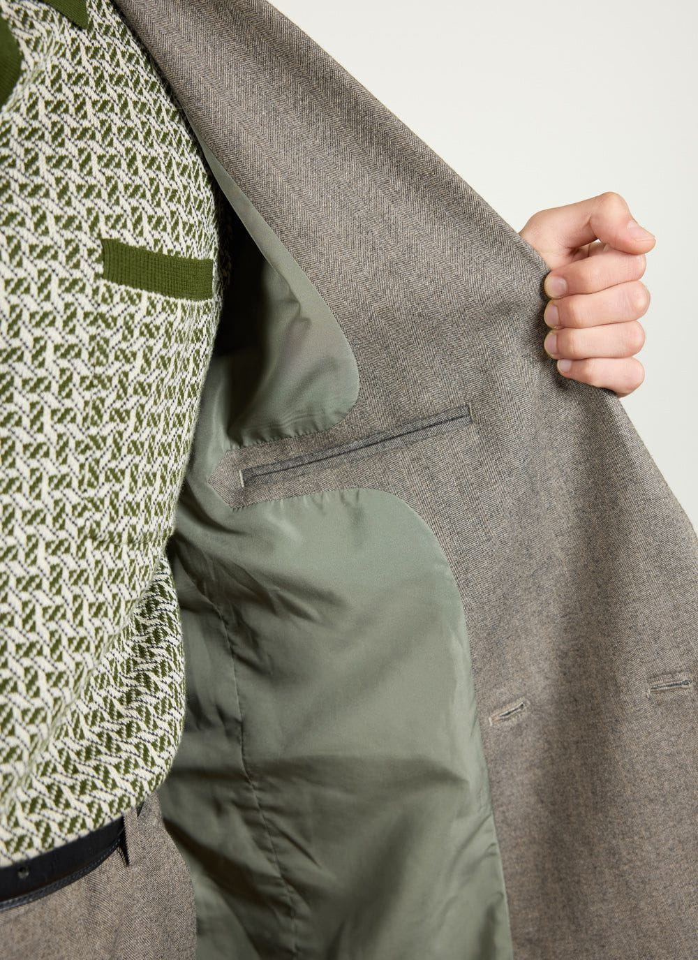 Men's Double Breasted Blazer - Tailored - Herringbone - Grey | Percival