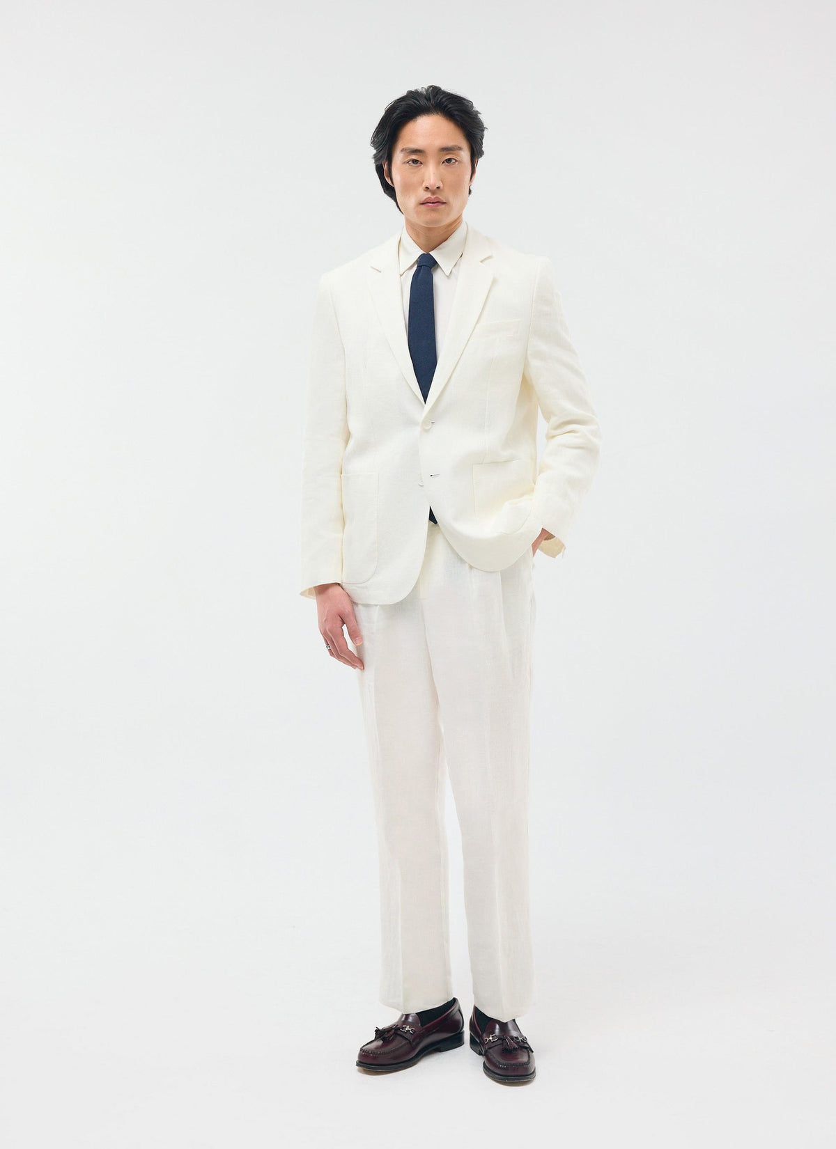 Men's Linen Blazer - Suit Jacket - White | Percival