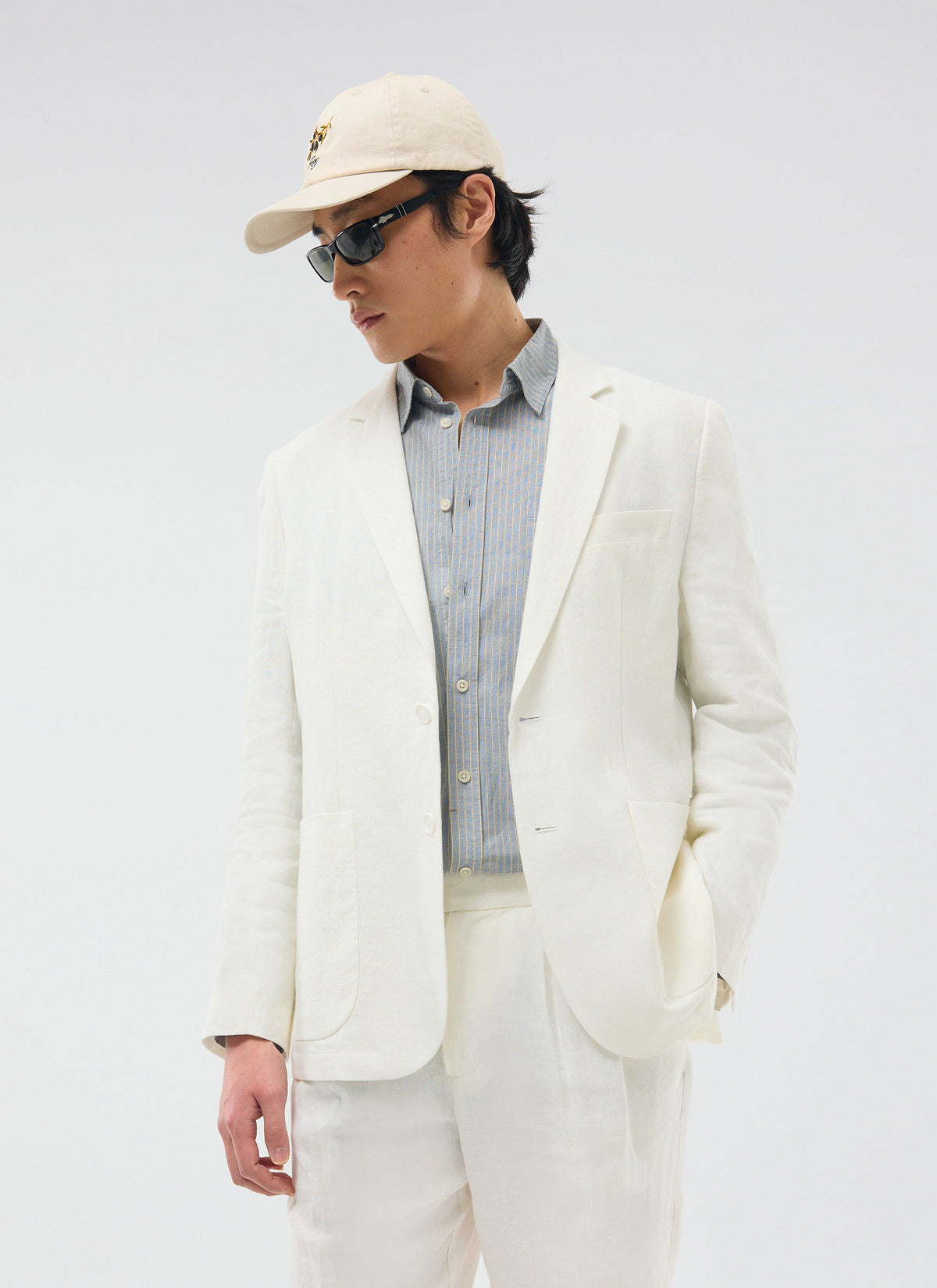 Men's Linen Blazer - Suit Jacket - White | Percival
