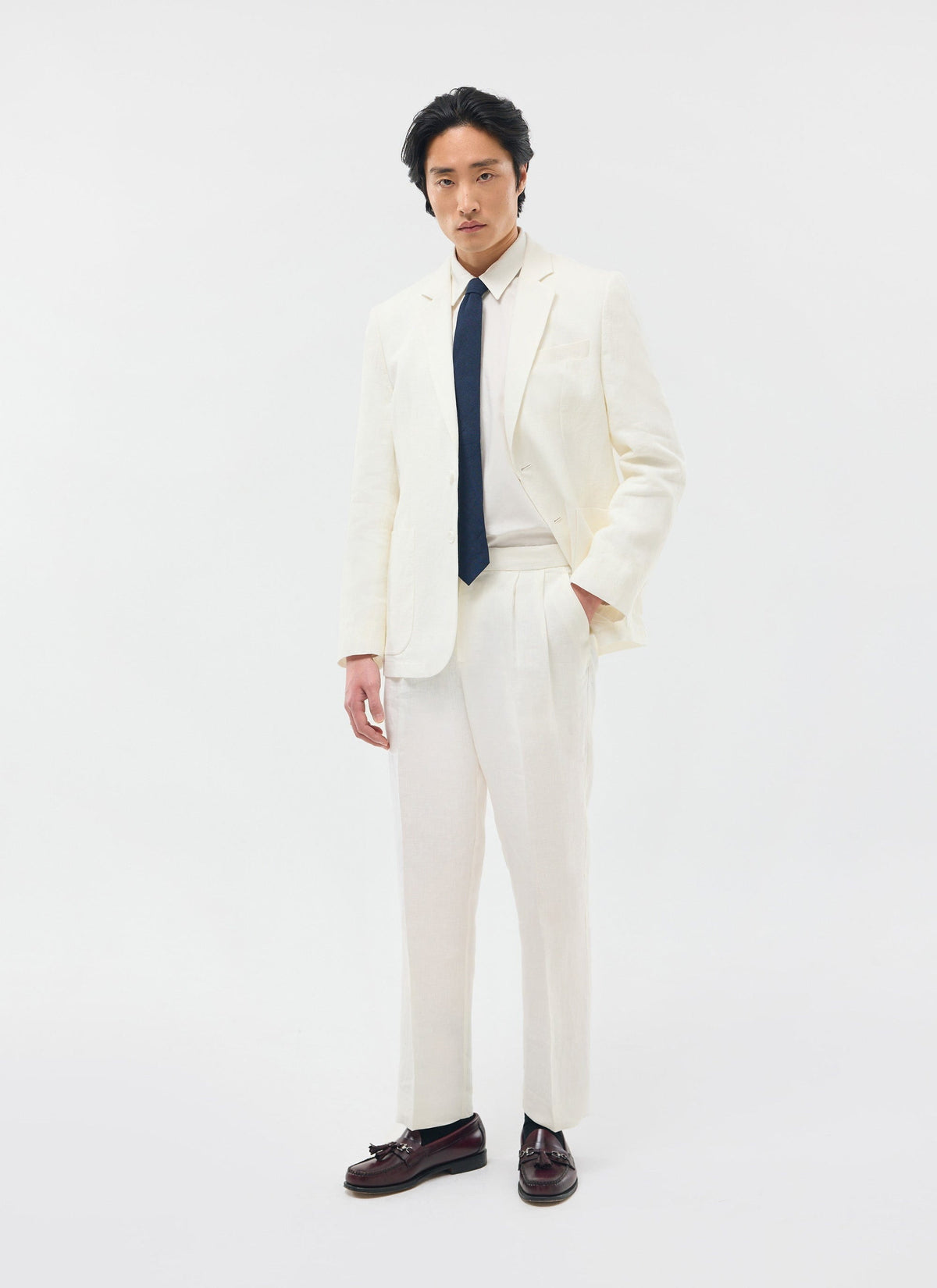 Men's Linen Blazer - Suit Jacket - White | Percival