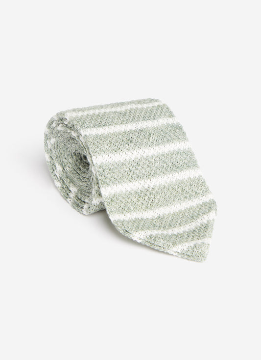 Stripe Linen Tie - Forest Marl | Percival