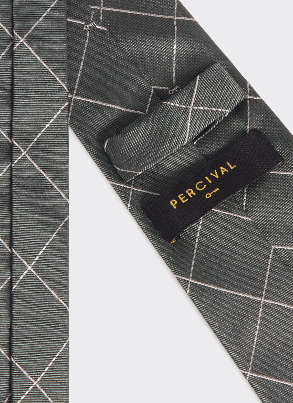Men's Forest Green Silk Tie - Window Pane Key Jacquard | Percival