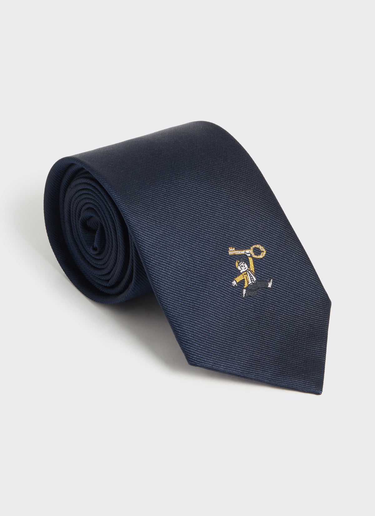 Men's Navy Silk Tie - World Key Design | Percival