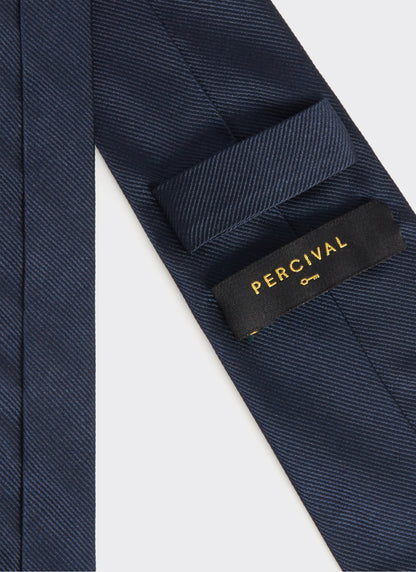 Men's Navy Silk Tie - World Key Design | Percival