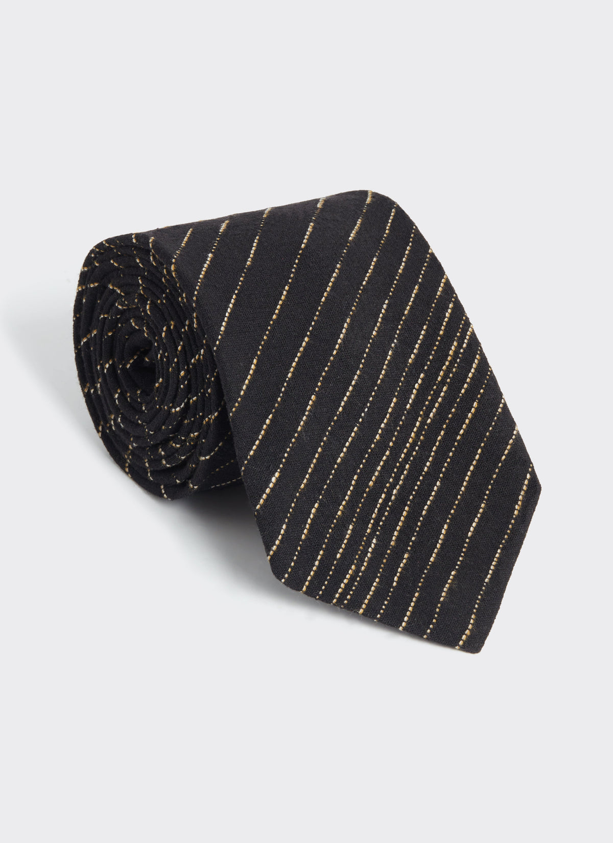 Men's Leland Black Stripe Tie - Classic Cotton Tie | Percival