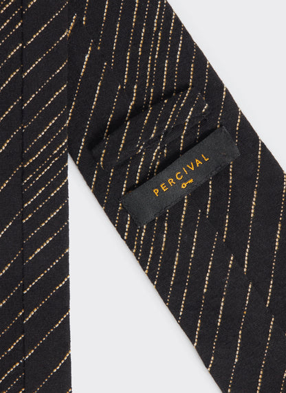 Men's Leland Black Stripe Tie - Classic Cotton Tie | Percival