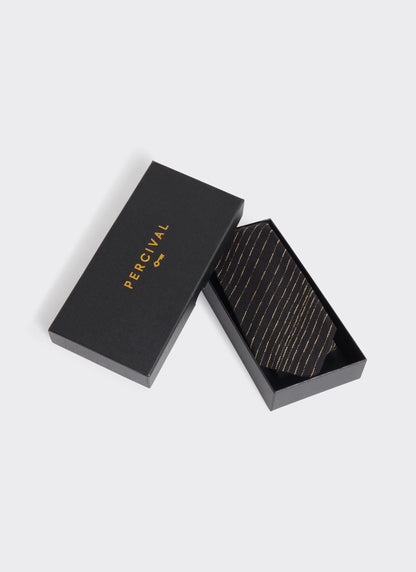 Men's Leland Black Stripe Tie - Classic Cotton Tie | Percival
