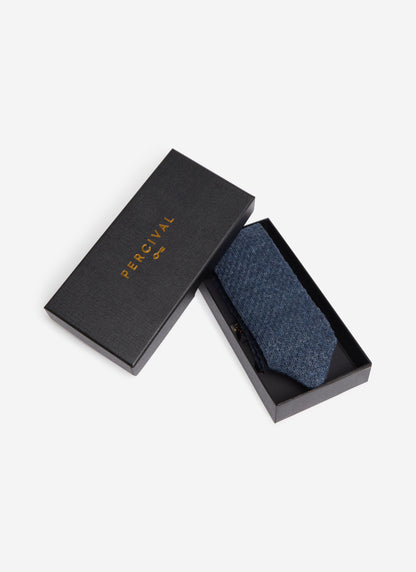 Men's Linen Tie - Suit Ties - Blue Marl | Percival