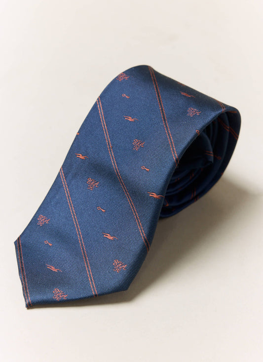 Men's Silk Tie - Jacquard Stripe x Brighton & Hove Albion F.C. - Navy | Percival