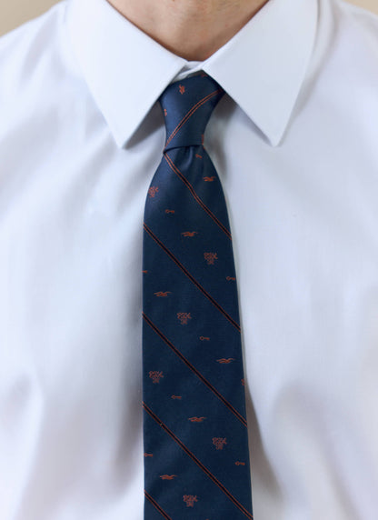 Men's Silk Tie - Jacquard Stripe x Brighton & Hove Albion F.C. - Navy | Percival