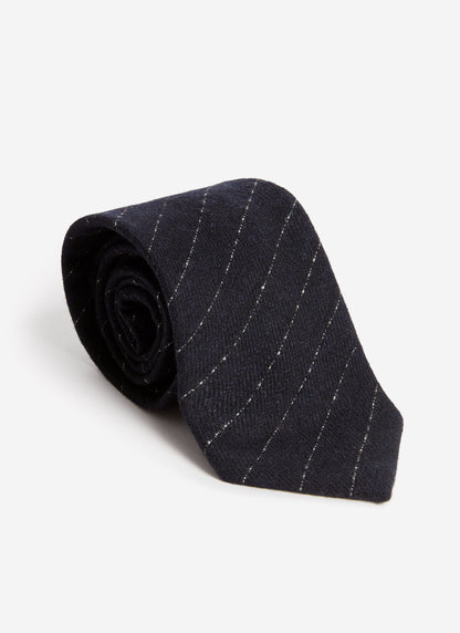 Men's Textured Stripe Tie - Cotton - Navy | Percival