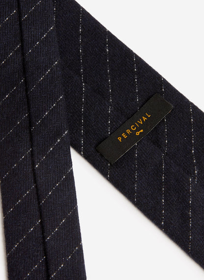 Men's Textured Stripe Tie - Cotton - Navy | Percival