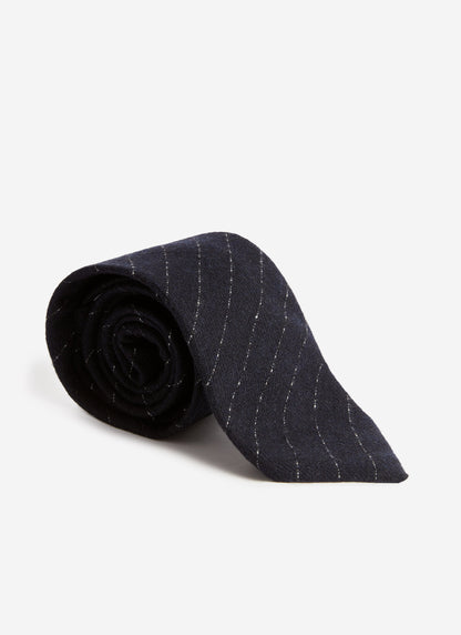 Men's Textured Stripe Tie - Cotton - Navy | Percival