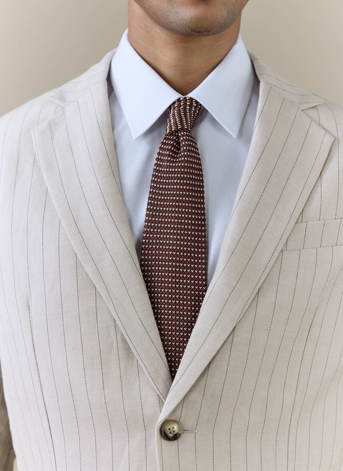 Men's Brown Silk Tie - Birdseye Pattern | Percival