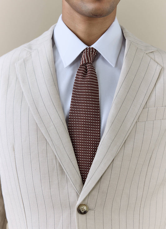 Men's Brown Silk Tie - Birdseye Pattern | Percival