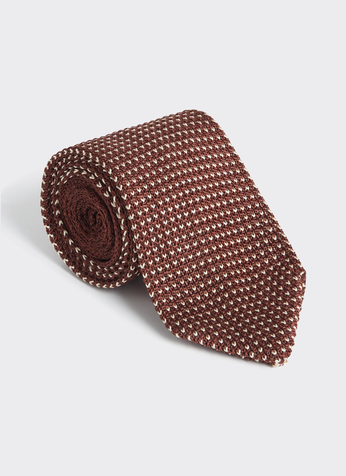 Men's Brown Silk Tie - Birdseye Pattern | Percival