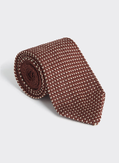 Men's Brown Silk Tie - Birdseye Pattern | Percival