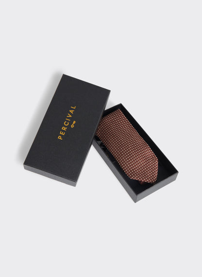 Men's Brown Silk Tie - Birdseye Pattern | Percival