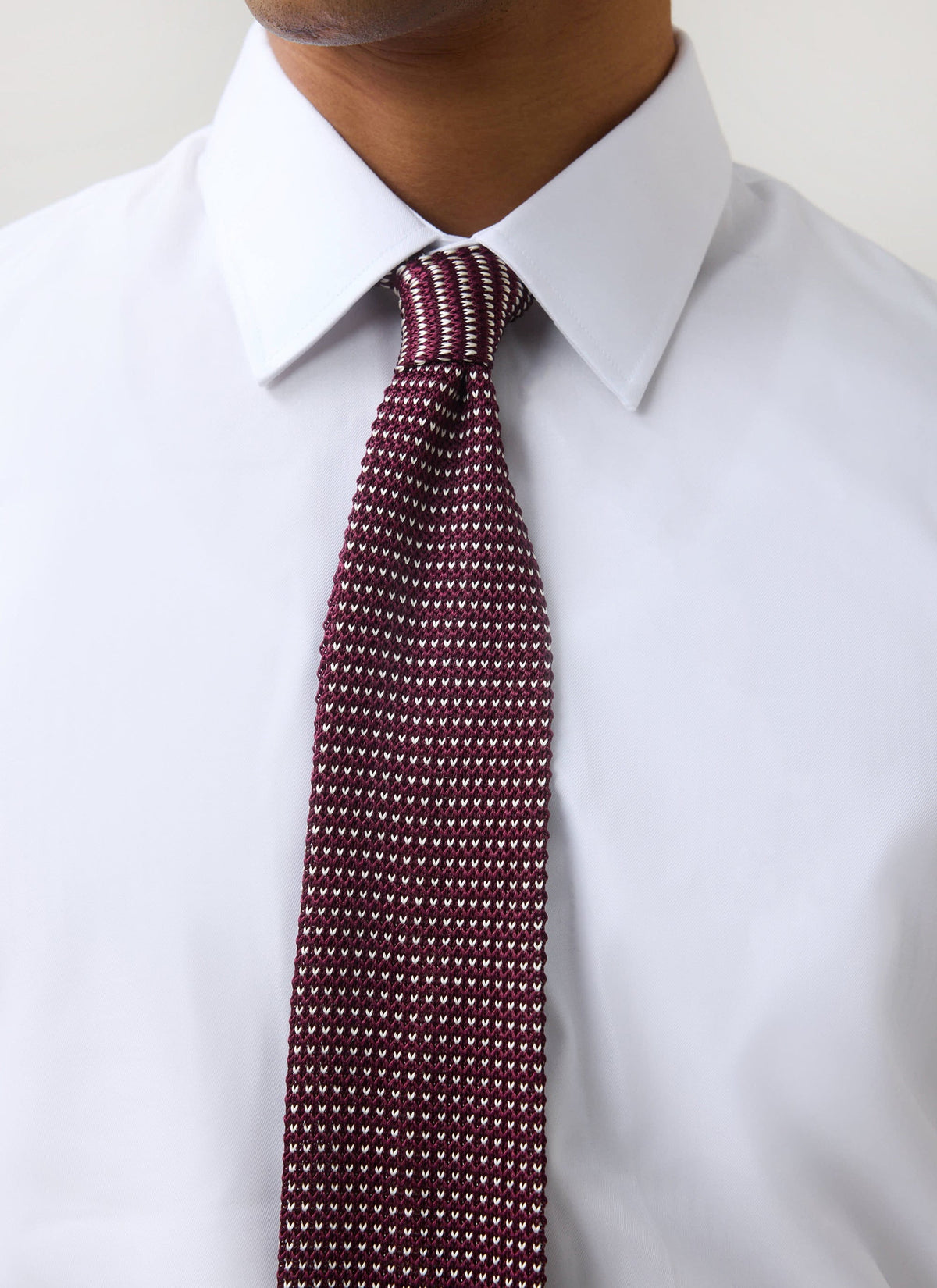 Men's Knit Silk Tie: Birdseye - Red | Percival