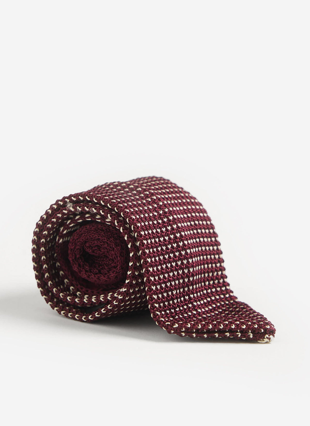 Men's Knit Silk Tie: Birdseye - Red | Percival
