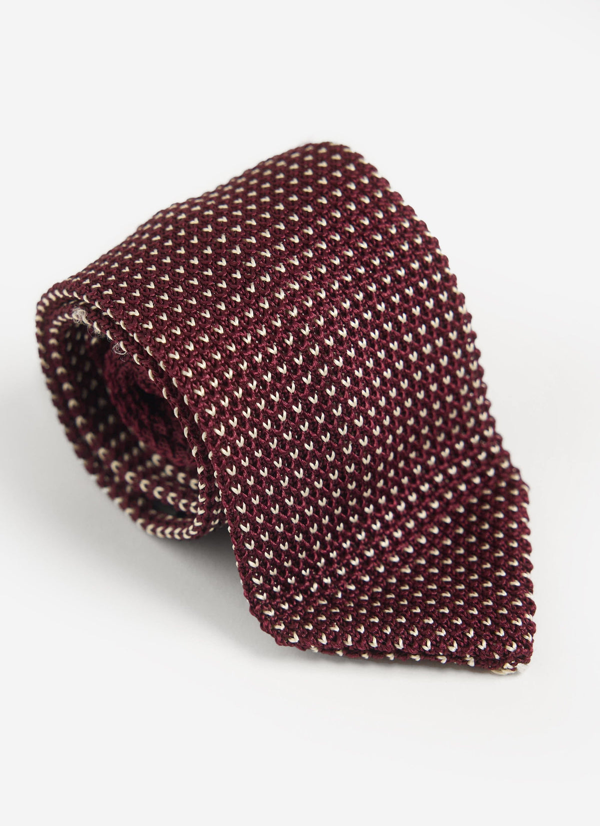 Men's Knit Silk Tie: Birdseye - Red | Percival