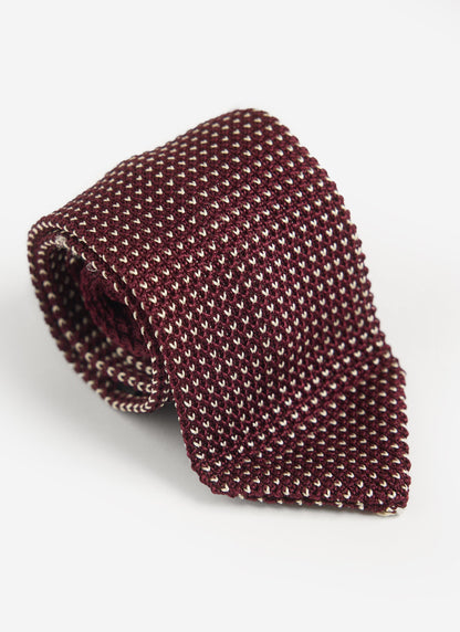 Men's Knit Silk Tie: Birdseye - Red | Percival