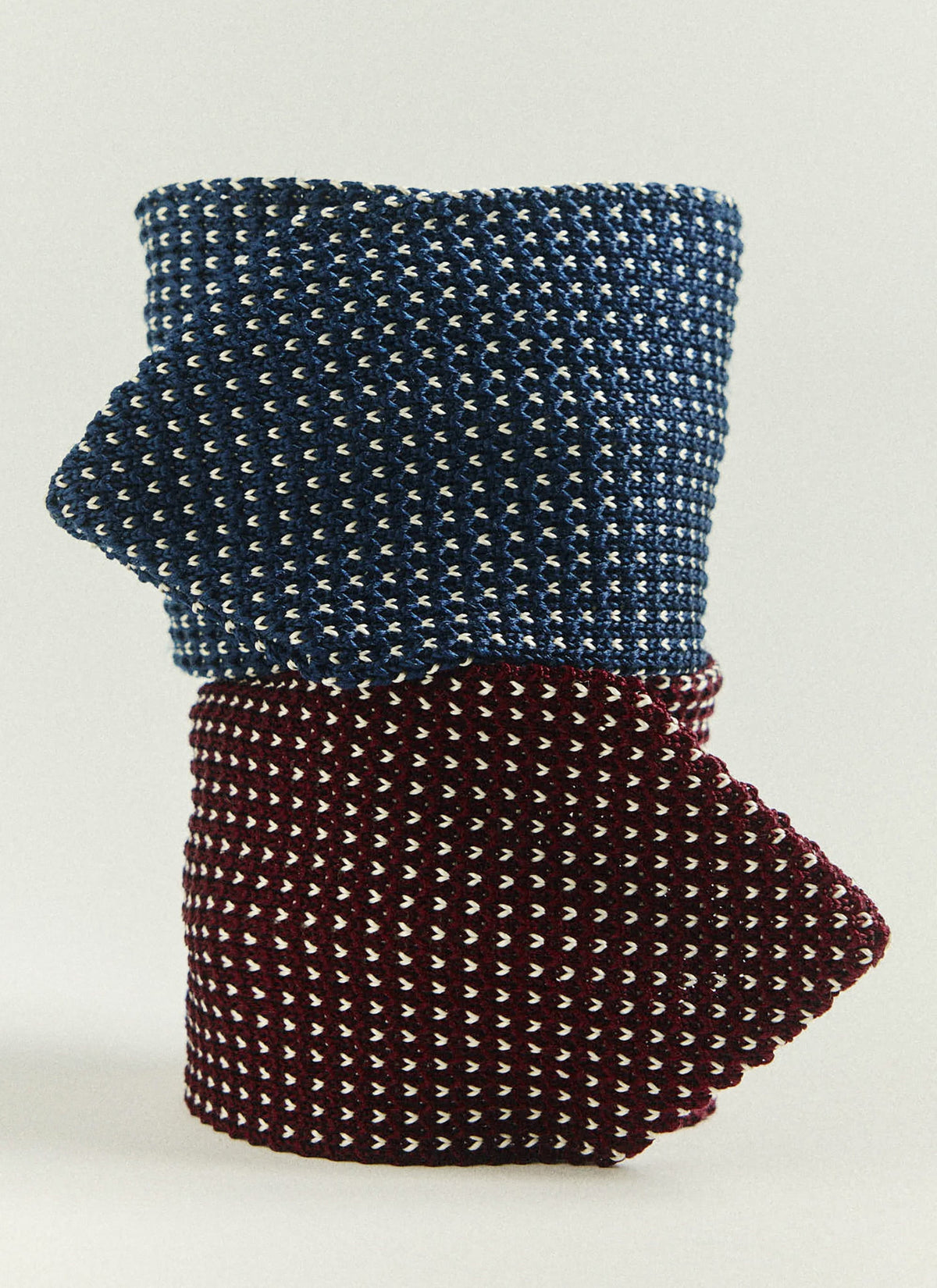 Men's Knit Silk Tie: Birdseye - Red | Percival