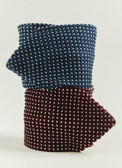 Men's Knit Silk Tie: Birdseye - Red | Percival