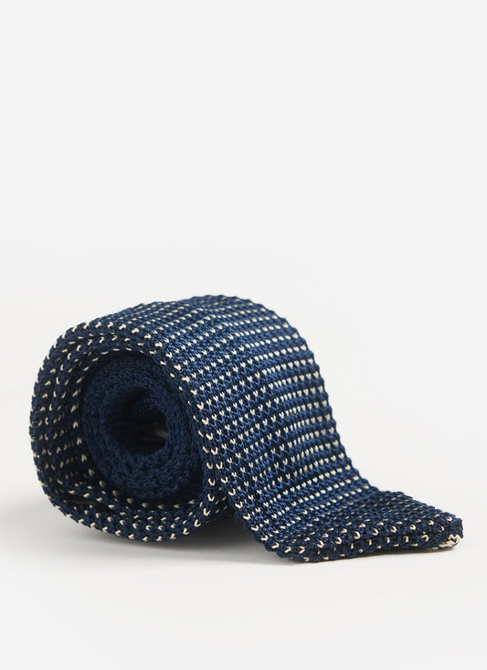 Men's Knit Silk Tie: Birdseye - Blue | Percival