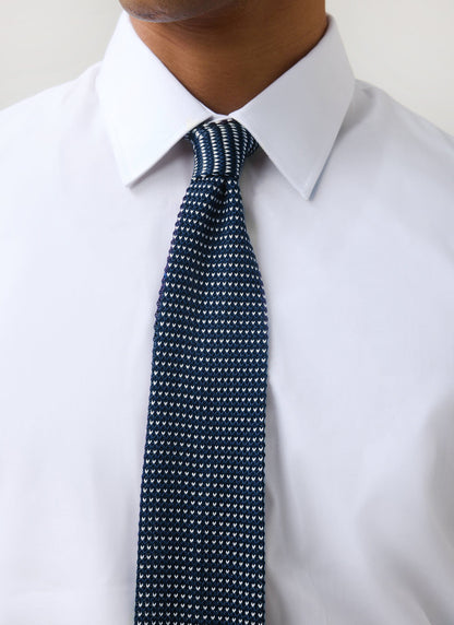 Men's Knit Silk Tie: Birdseye - Blue | Percival