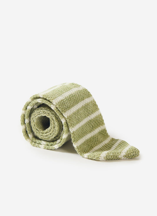 Men's Linen Tie - Men's Accessories - Forest Marl Stripe | Percival