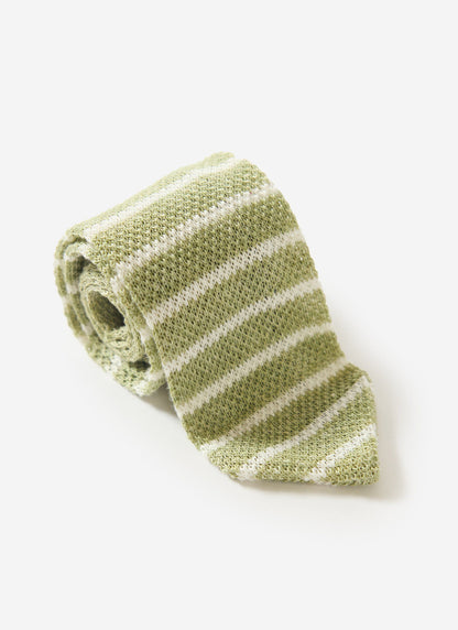 Men's Linen Tie - Men's Accessories - Forest Marl Stripe | Percival
