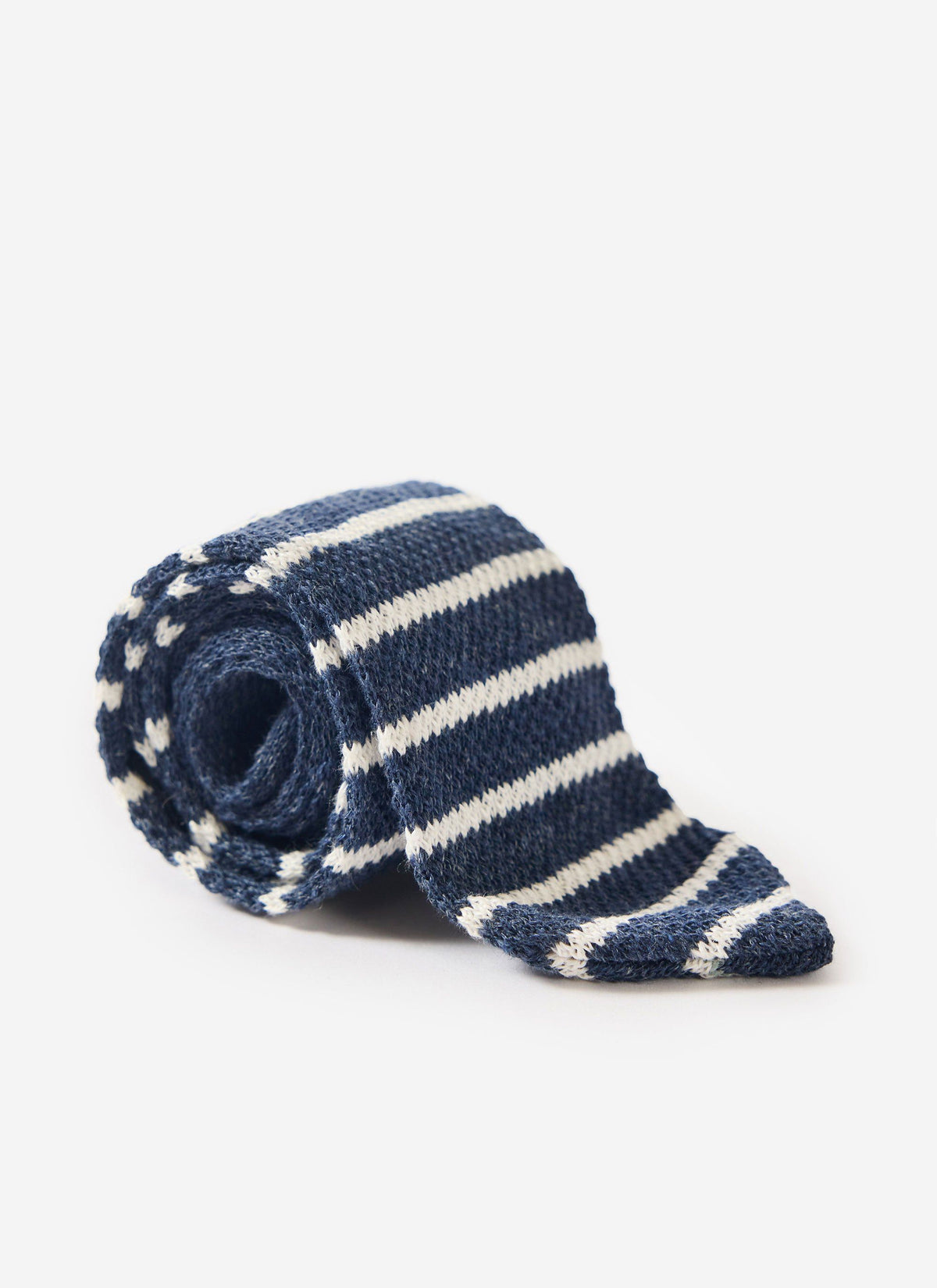 Men's Linen Neck Tie - Navy Marl Stripe | Percival