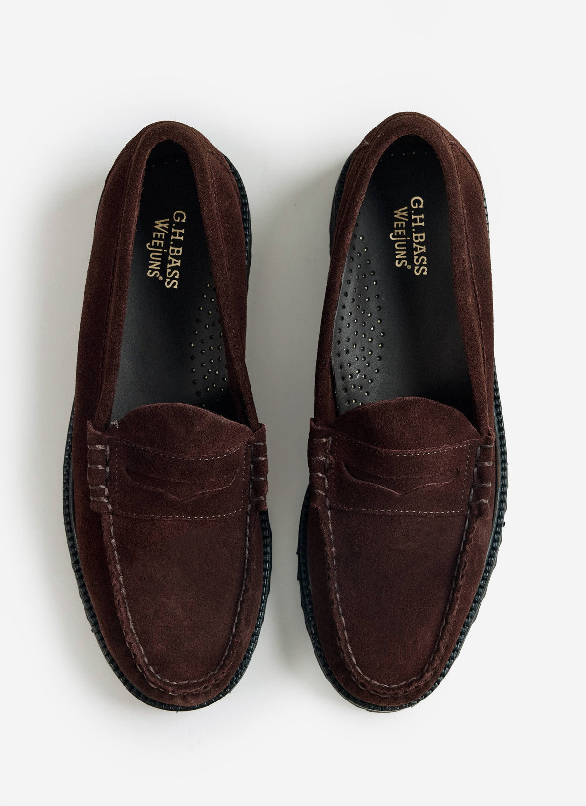 Men's Penny Loafers - G.H.Bass Weejun 90 Larson - Chocolate Suede | Percival