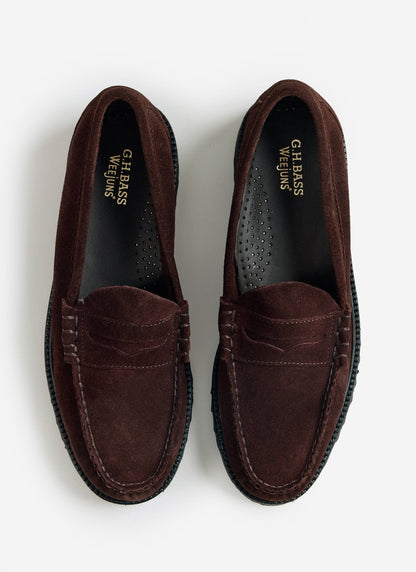 Men's Penny Loafers - G.H.Bass Weejun 90 Larson - Chocolate Suede | Percival