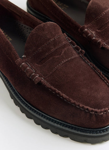 Men's Penny Loafers - G.H.Bass Weejun 90 Larson - Chocolate Suede | Percival
