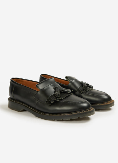 Men's Solovair Loafers - Hi-Shine Tassel - 100% Leather - Black | Percival