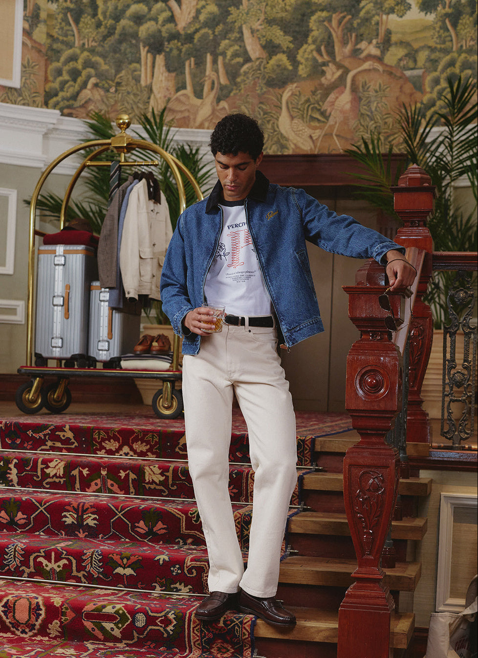 Tucker Ringer T-Shirt - Organic Cotton - White with Navy | Percival