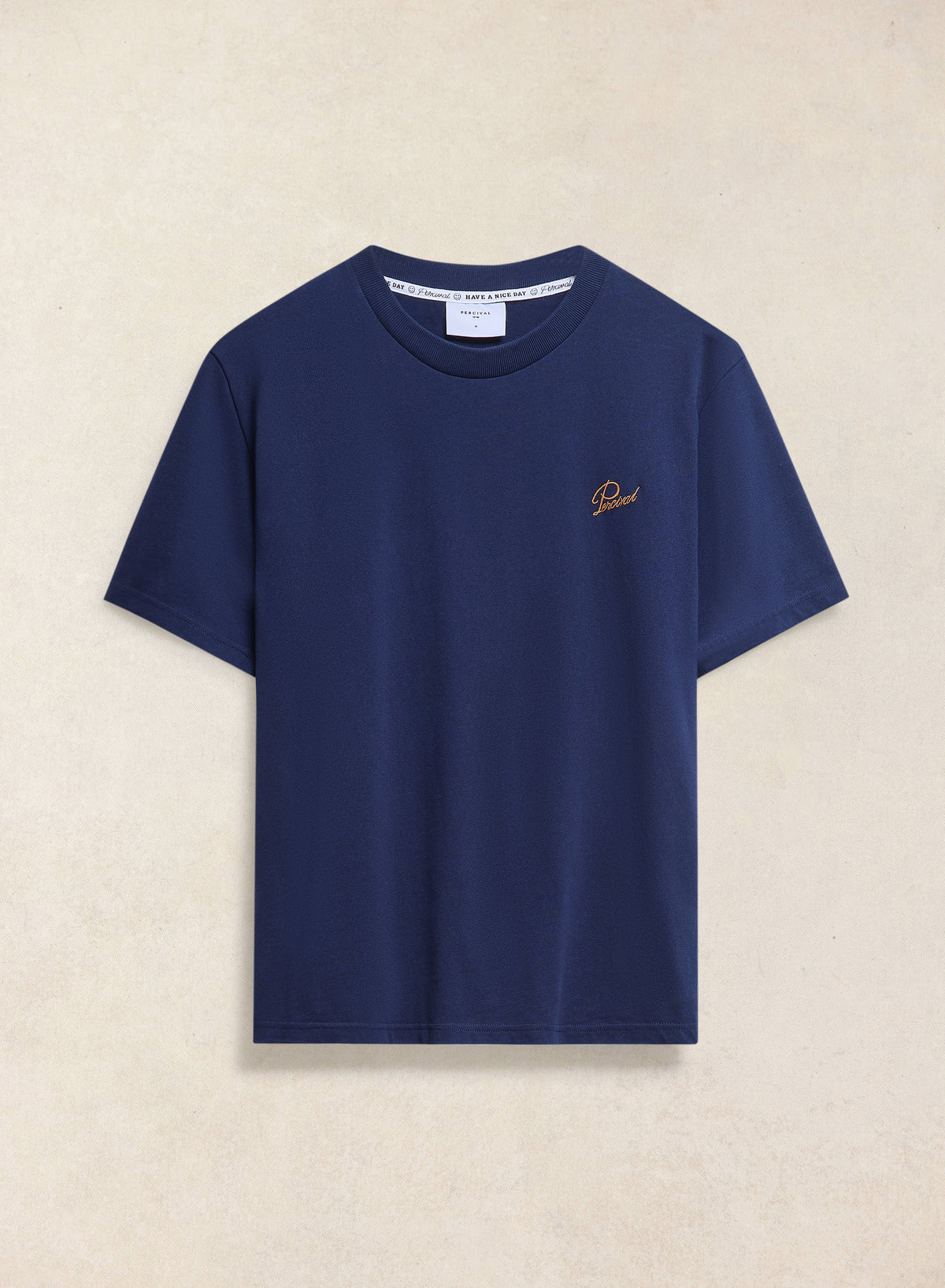 Navy Script Embroidered T-Shirt - Organic Cotton | Percival