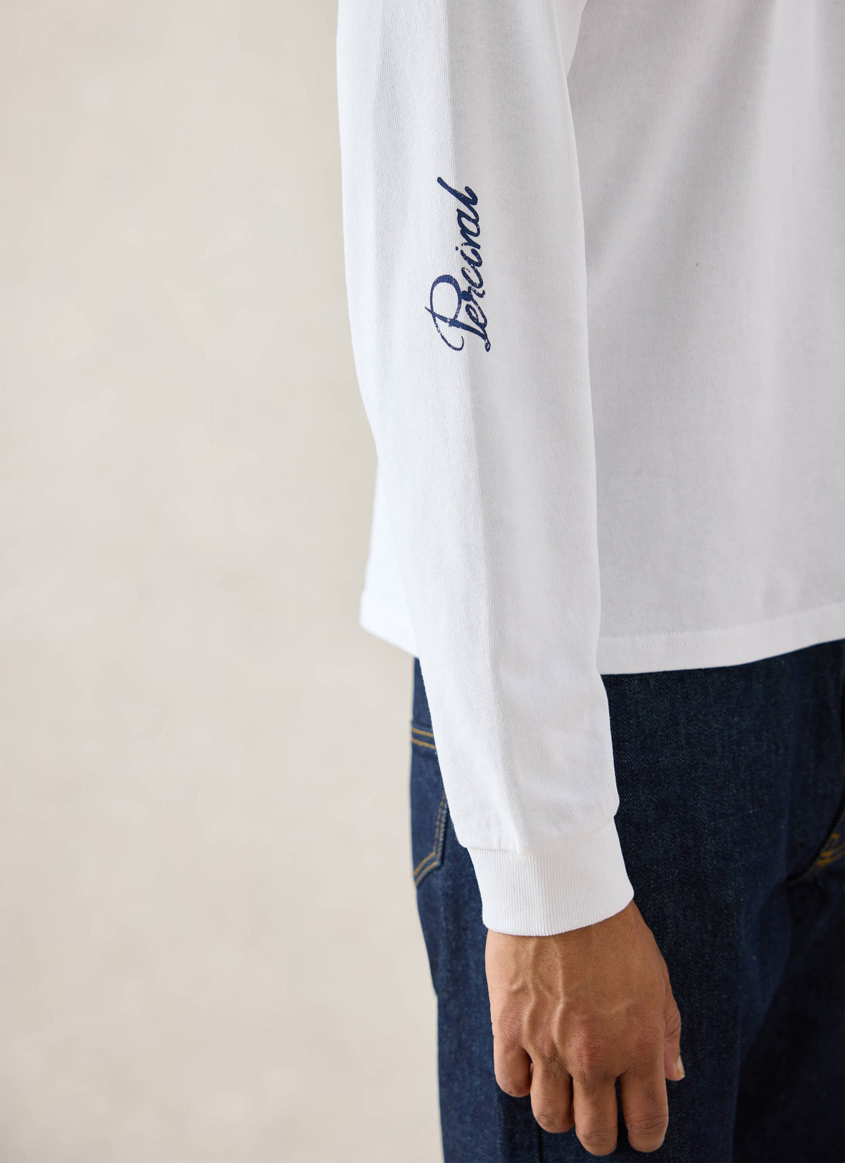 Tucker Embroidered Long Sleeve T-Shirt - White | Percival