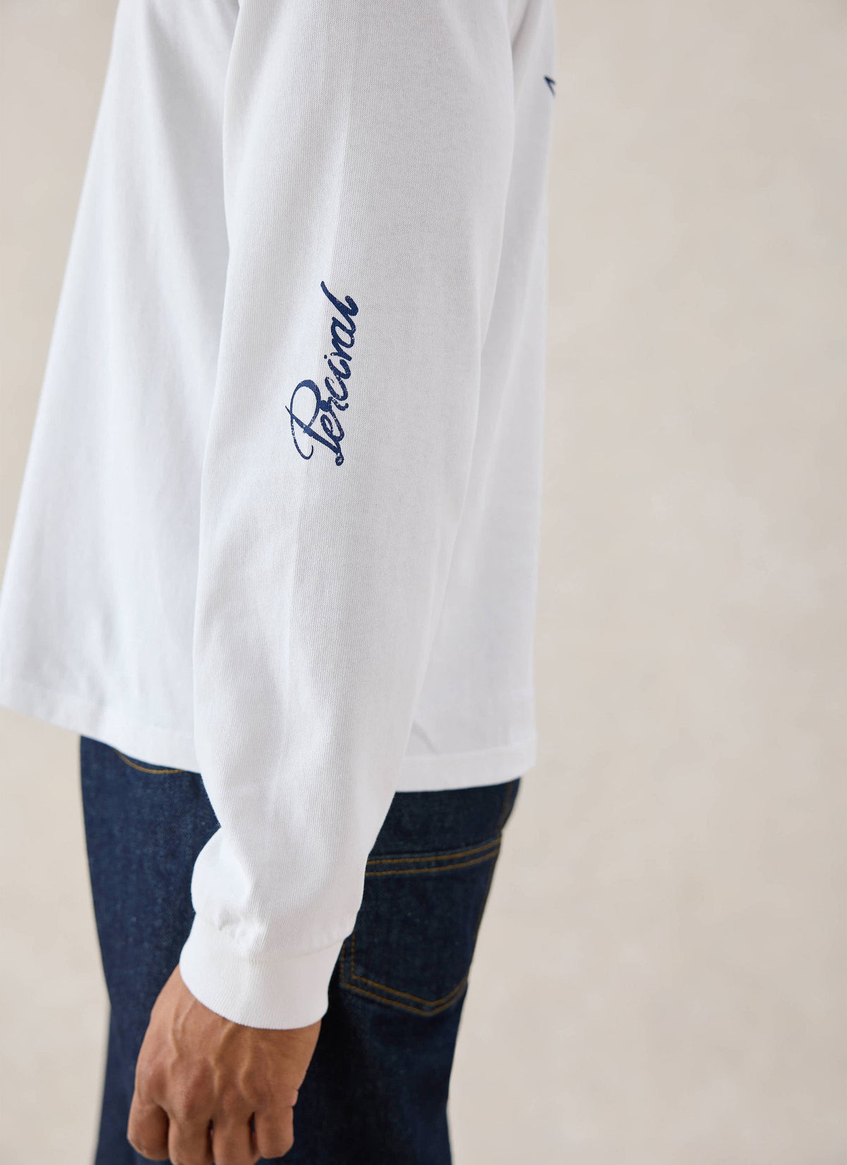 Tucker Embroidered Long Sleeve T-Shirt - White | Percival