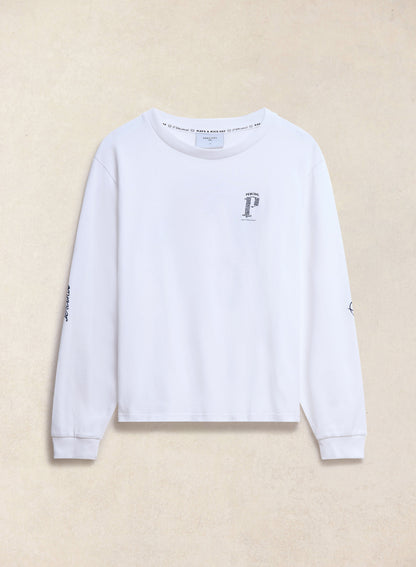 Tucker Embroidered Long Sleeve T-Shirt - White | Percival